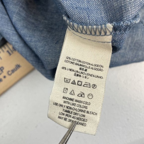 Free‎ People Show Me Some Shoulder Blouse Women's Size Small Linen Blue Boho - Picture 6 of 8